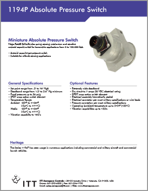 Data Sheets | ITT Aerospace